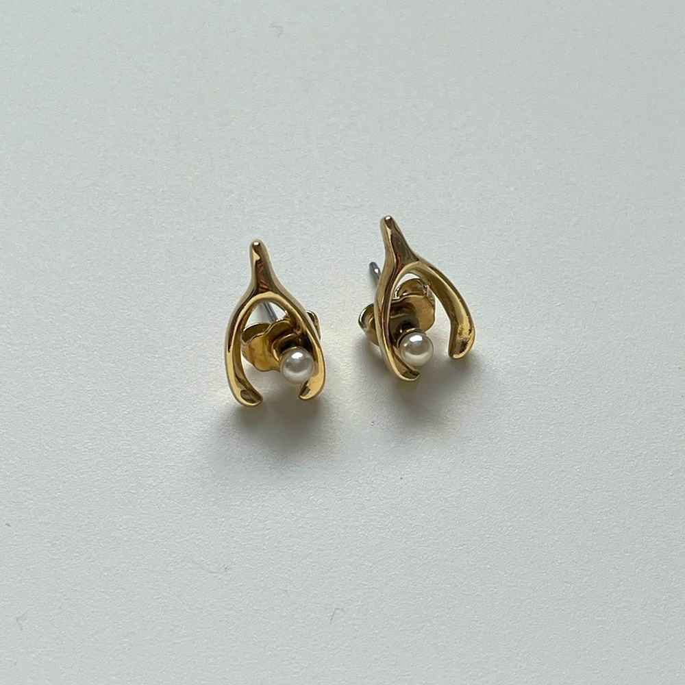 WISHBONE PEARL JACKET EARRINGS